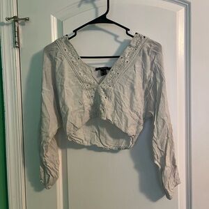 Women's Cream Lace Trim Top